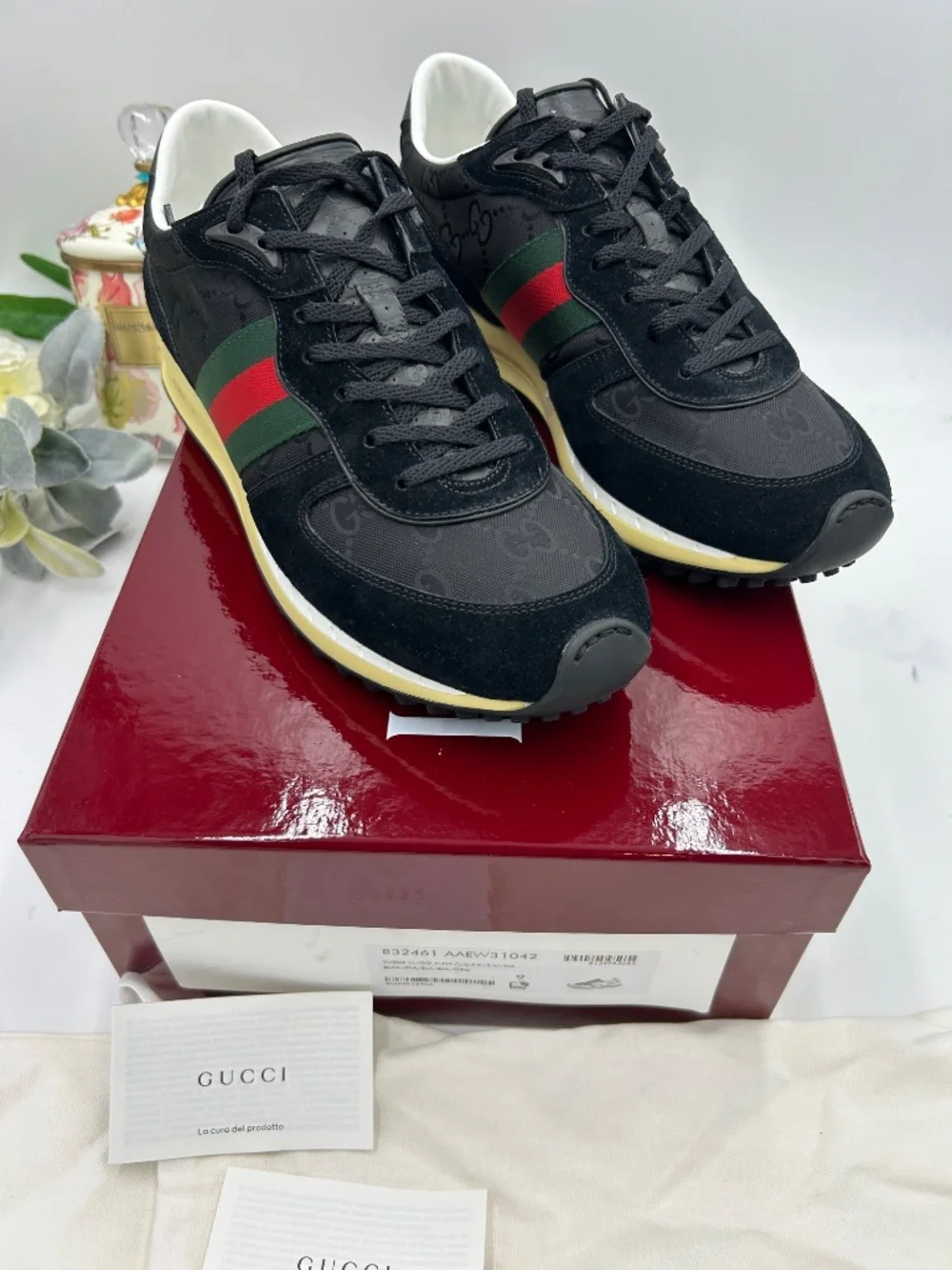 Men’s Gucci Re-Motion GG Canvas and Suede Sneakers.  Size 9, fits 10 US.